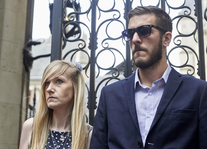 Chris Gard and Connie Yates outside the High Court in London on 10 July