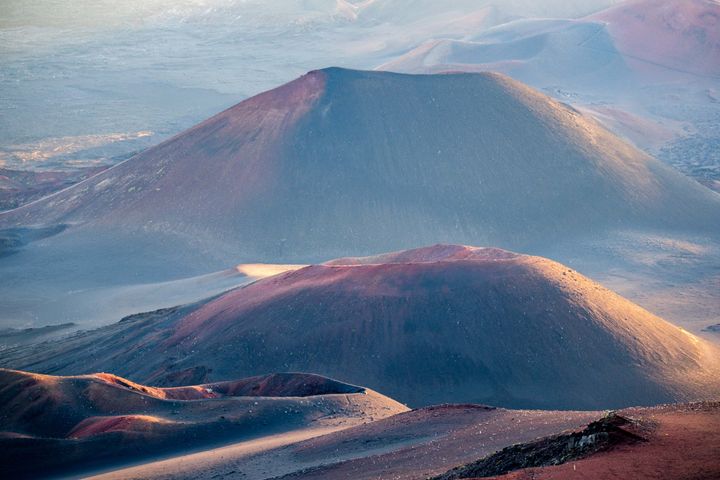 View from the top of the Haleakala Crater just after sunrise.