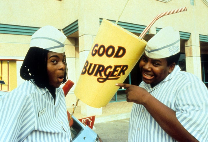 Kel Mitchell and Kenan Thompson pose for a "Good Burger" publicity shot in 1997.