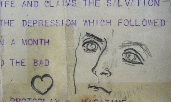 <p><em>Zelda Sayre Fitzgerald. sketch of Scott with a heart</em></p>