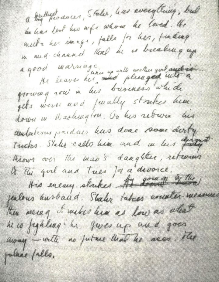 <p>Fitzgerald’s one-page summary of <em>The Last Tycoon</em> as, once, it was meant to be.</p>