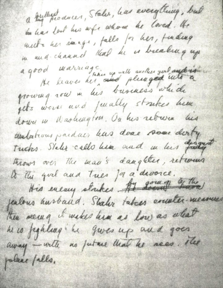 Fitzgerald’s one-page summary of The Last Tycoon as, once, it was meant to be.