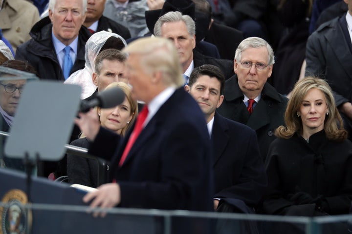 Donald Trump is inaugurated as the 45th president of the United States on Jan. 20. Behind him are House Majority Leader Paul Ryan and, to his right, Senate Majority Leader Mitch McConnell. Their Republican Party has become the "radical right."