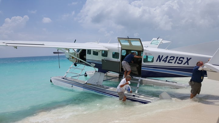 <p>Unloading at Carriearl after a water landing</p>