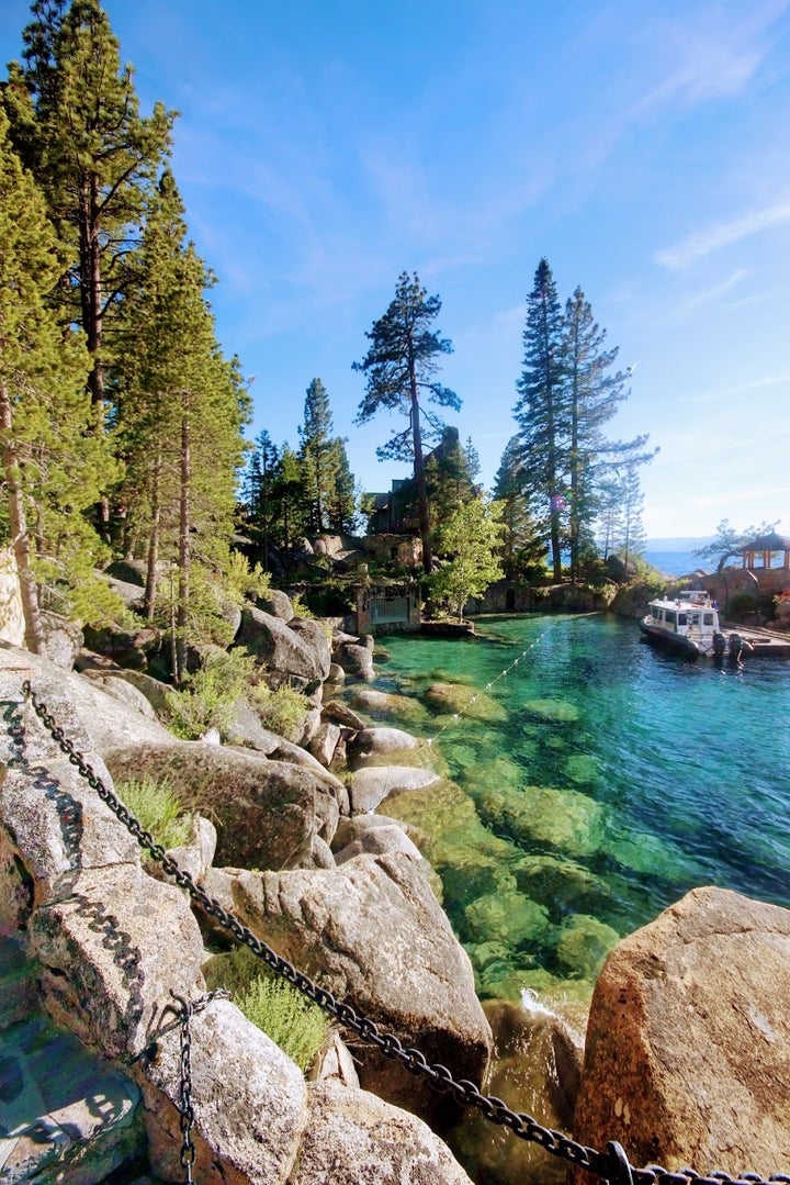 <p>The rocky shores of Thunderbird Lodge acted as a way to keep unwanted boats from getting too close.</p>