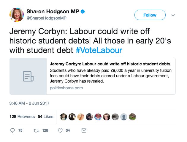 Hodgson said Corbyn 'could' write off historic student debts 
