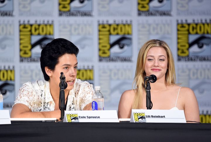 Cole Sprouse and Lili Reinhart at the "Riverdale" panel during Comic-Con. 