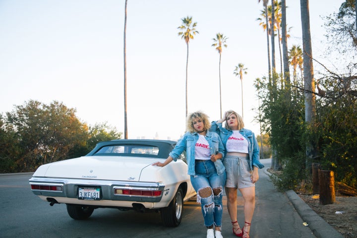 Feminist AF denim jackets, $89 with Babes cropped T-shirt, $35