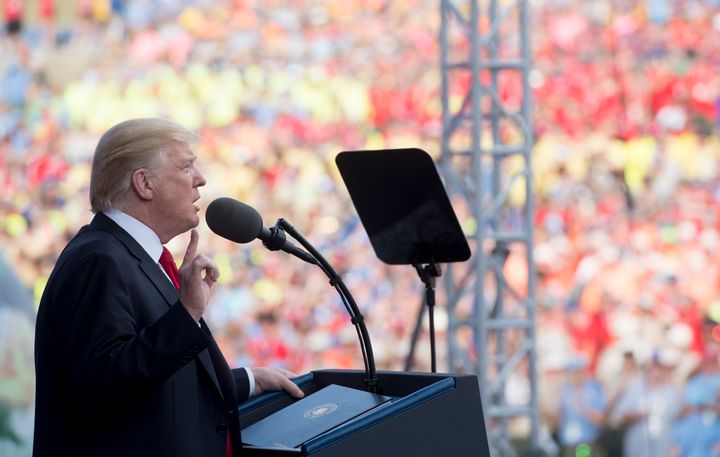 President Trump addressed an estimate 40,000 Scouts, leaders and volunteers at the National Boy Scout Jamboree