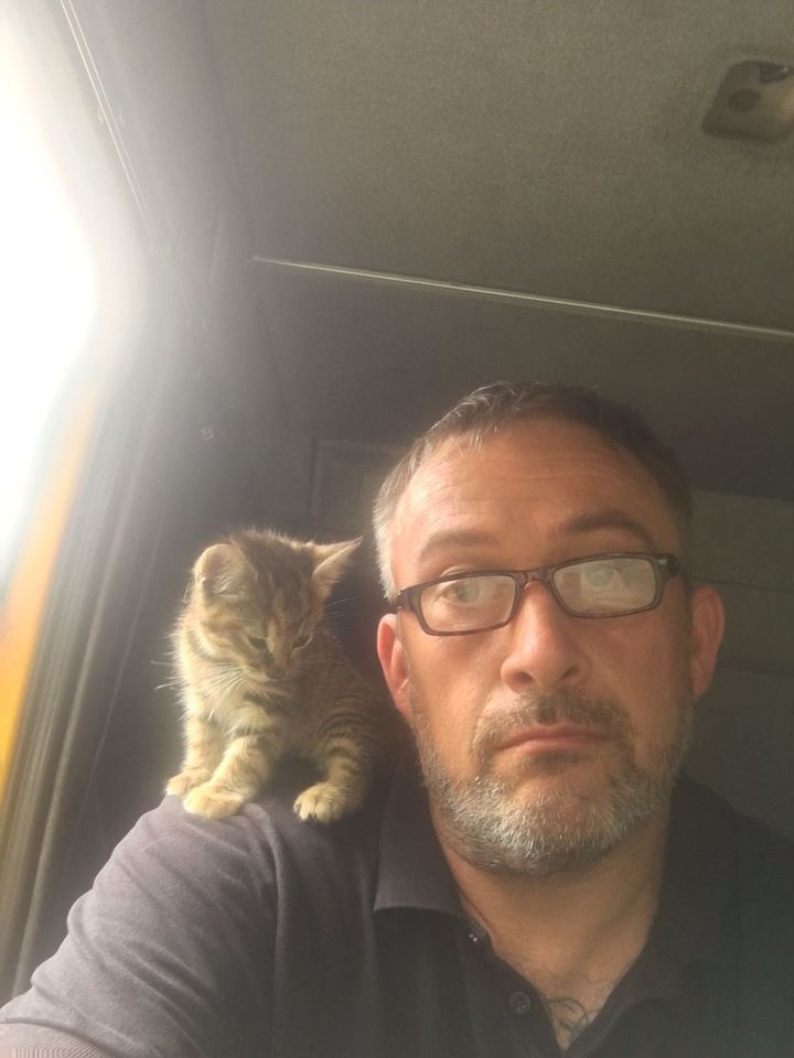 Paul Gibbons and Gracie the kitten. 