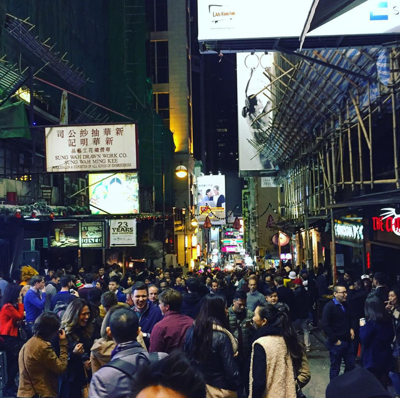 Nightlife in Lan Kwai Fong. Location: Hong Kong Island, Hong Kong