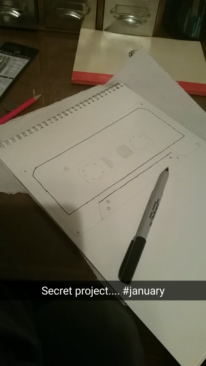 <p><em>The original sketch of what would come to be the cover of</em> Stuff I've Been Feeling Lately<em>. Drawn by Cook on Christmas Eve 2015.</em> </p>
