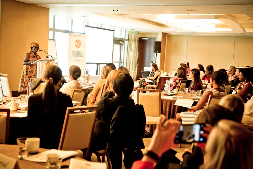 Dr. Musimbi Kanyoro CEO of the Global Fund for Women speaks to attendees during the IWF Executive Development Roundtable in M