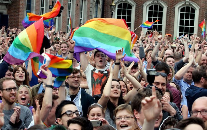 Supporters celebrate Ireland's decision to legalise gay marriage 