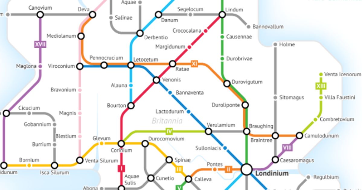 Roman Roads Of Britain Reimagined As A Compact Train Map