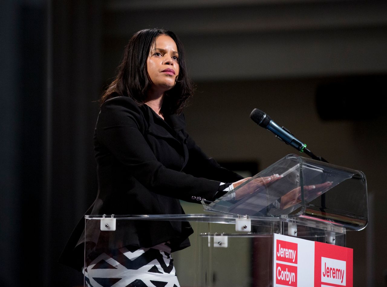 Claudia Webbe speaks during a leadership campaign rally in support of Jeremy Corbyn at Ruach City Church in Kilburn, north London. Sunday August 21, 2016