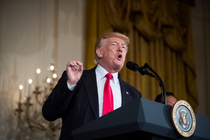 President Donald Trump speaks in the East Room of the White House in Washington, DC on Wednesday, July 26, 2017.