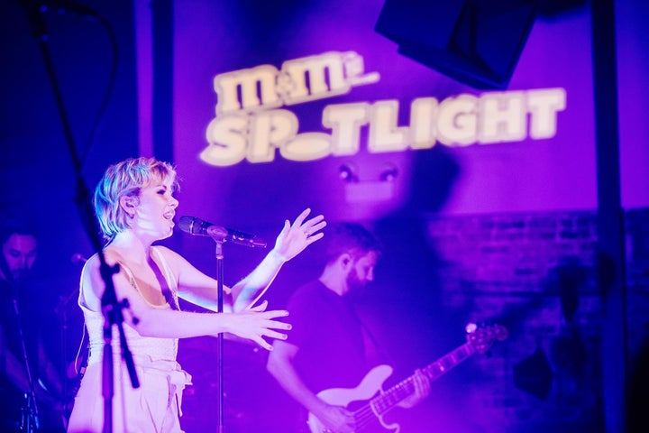 Carly Rae Jepsen performs at M&M’s Spotlight series pop up concert in Chicago. 