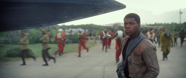 John Boyega portrays Finn in "Star Wars: The Force Awakens."