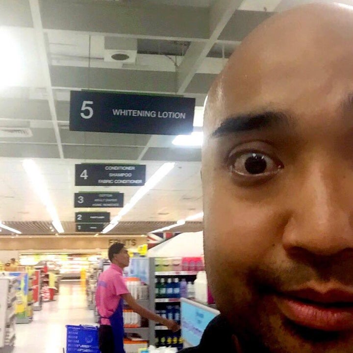 An aisle devoted to “whitening lotion” at a grocery store in Metro Manila. 