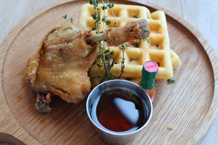 The Waffle with duck leg confit