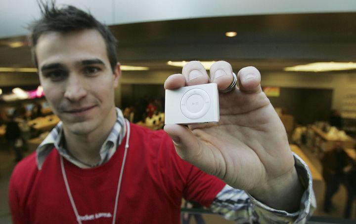 Brandon Schoderbek displays the iPod shuffle in this 2006 file photo.