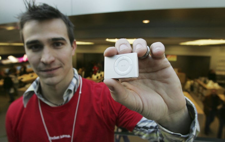 Brandon Schoderbek displays the iPod shuffle in this 2006 file photo.