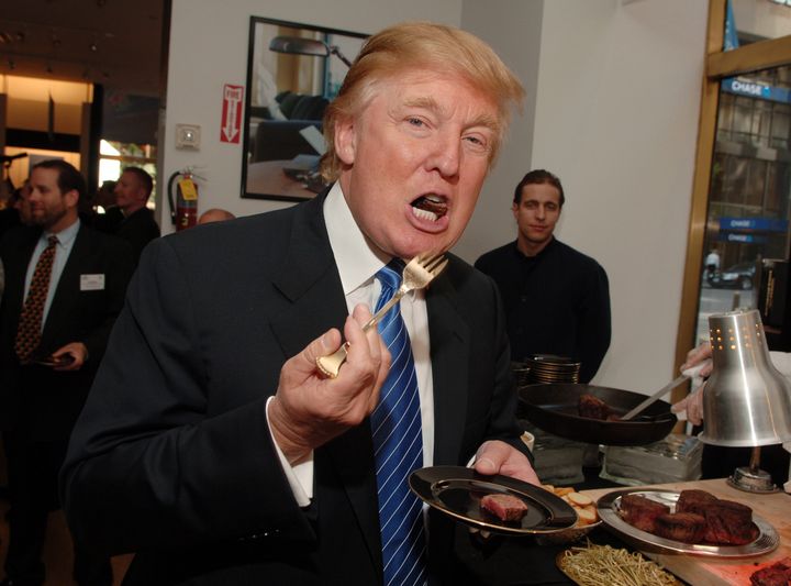 Donald Trump during the launch of Trump Steaks at The Sharper Image in New York City, NY. 