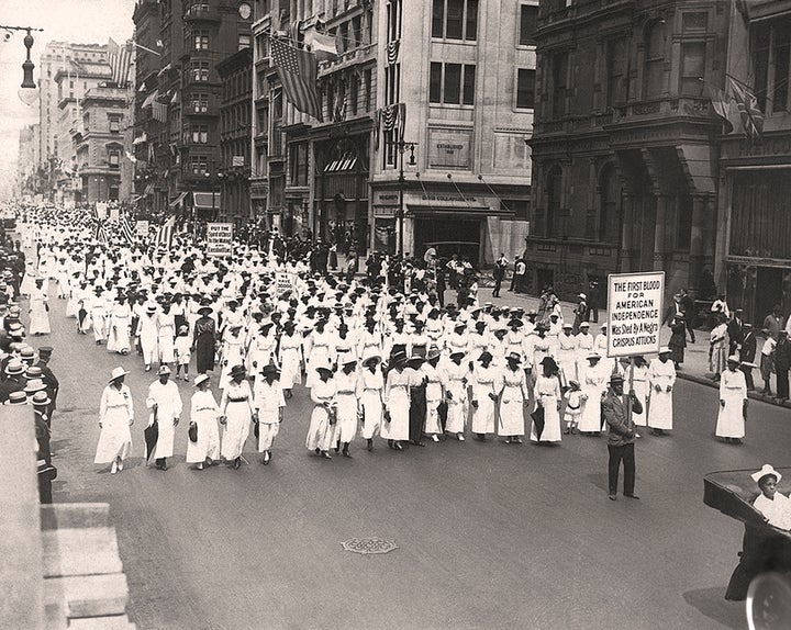 A silent march in New York to protest the police treatment of blacks during riots in East St. Louis in 1917. They marched down Fifth Avenue on that summer Saturday without saying a word.