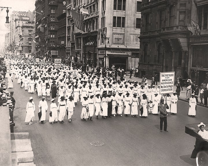 A silent march in New York to protest the police treatment of blacks during riots in East St. Louis in 1917. They marched down Fifth Avenue on that summer Saturday without saying a word. 