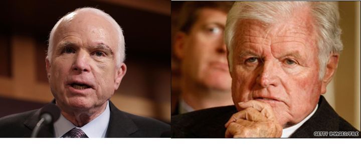 <p>Senators John McCain and the late Ted Kennedy</p>