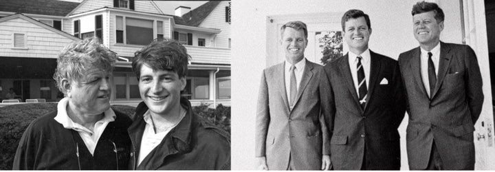 Left: The late Senator Kennedy with son, Patrick. Right: Brothers at the White House, 1963. Attorney General Robert F Kennedy, Senator Ted Kennedy and President John F Kennedy. �