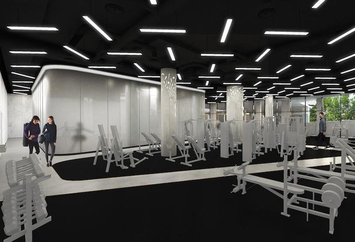 A rendering of the fitness center Carr Properties is building in Midtown Center.
