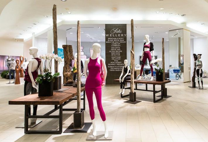 A Saks Wellery fitness area inside the department store.