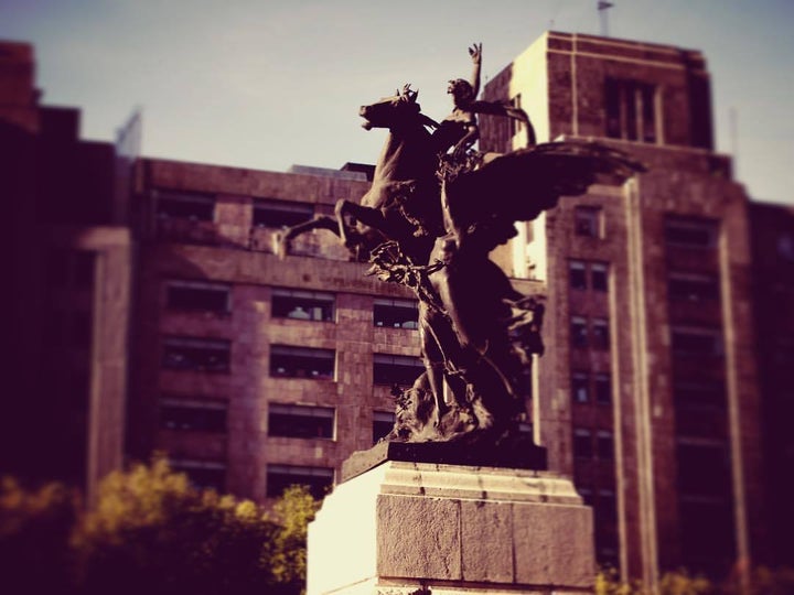 Pegasus statue in front of the Palacio de Bellas Artes, Mexico City. 