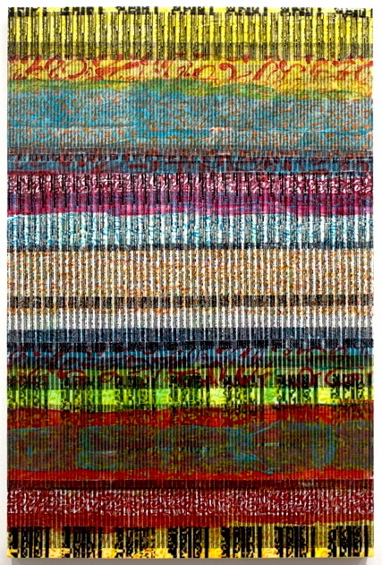 Creighton Michael, <em>Chronicle 916 </em>(2016), layered acrylic on tapered panel, 36 x 24 x 2 inches