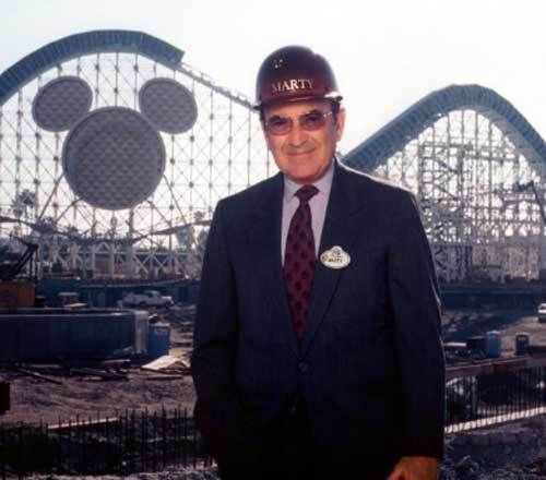 Marty Sklar tours the still-under-construction Disney’s California Adventure theme park during the Summer of 2000.