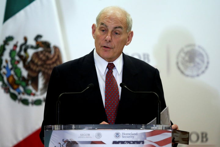 John Kelly, while serving as U.S. secretary of homeland security, delivers a speech at the Secretary of Interior Building in Mexico City, Mexico, on July 7.