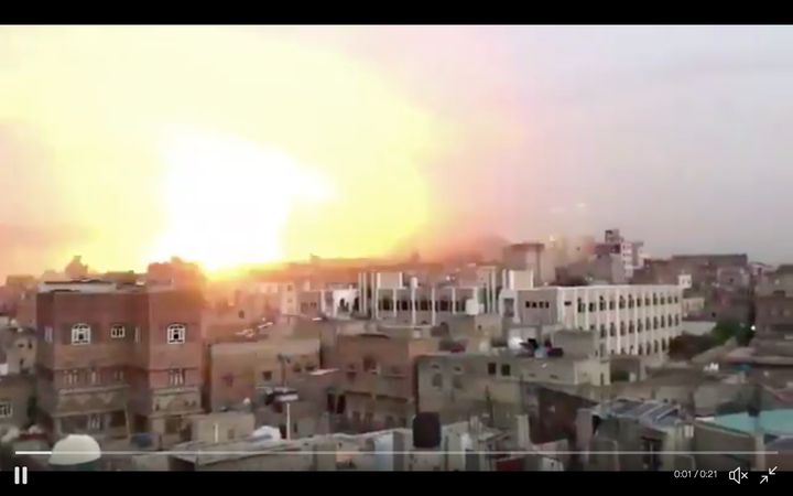 July 28 - Saudi-led coalition strikes Sana’a city in retaliation of a missile fired by Houthi forces. Courtesy: Ahmed, at Twitter. 