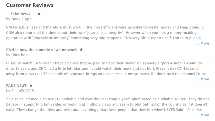 <em>CNN's latest reviews on the Apple App Store.</em>
