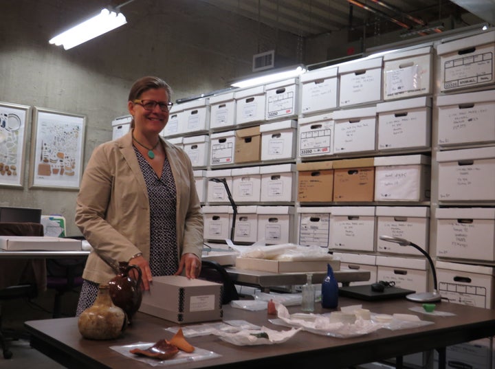 <p> <em>Urban archaeologist, Amanda Sutphin,in the Nan A. Rothschild Research Center of the New York City Archaeological Repository. The underground facility houses over a million objects collected from excavations throughout the five boroughs. Located in the Durst Organization Building on Corporate Row, the facility places artifacts associated with New York women of the past, once again, at the very heart of New York City.</em> </p>