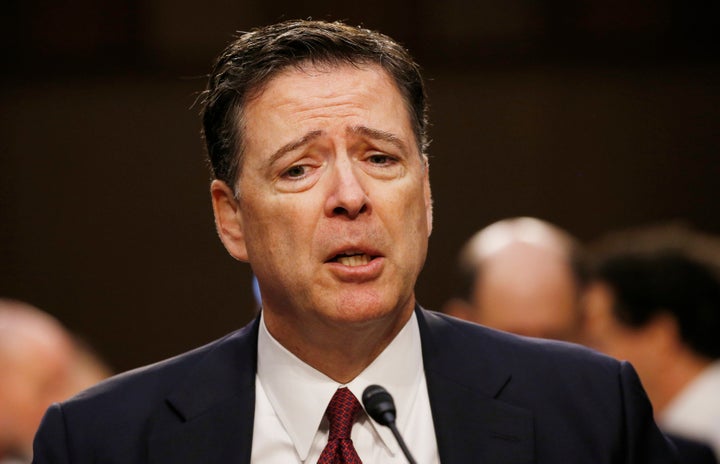 Former FBI Director James Comey testifies before a Senate Intelligence Committee hearing on Russia's alleged interference in the 2016 presidential election on June 8, 2017.