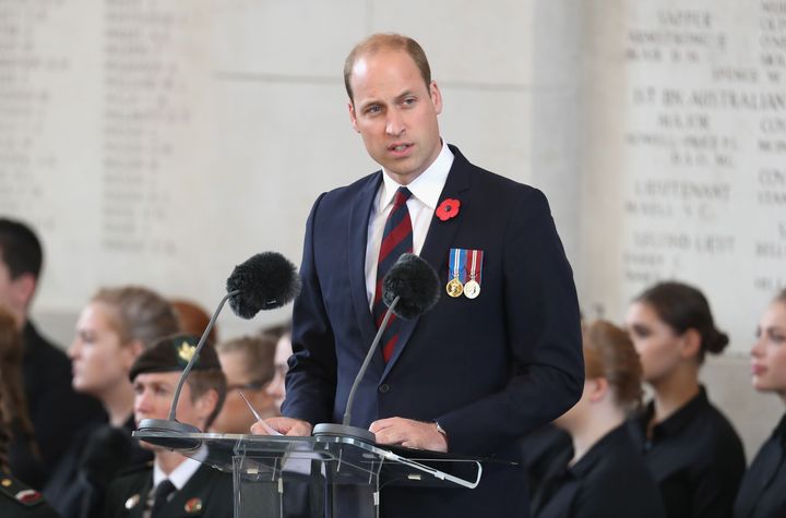 The Duke of Cambridge speaks at the Last Post ceremony, which has taken place every night since 1928, at the Commonwealth War Graves Commission Ypres, Menin Gate Memorial as part of the Passchendaele commemorations.
