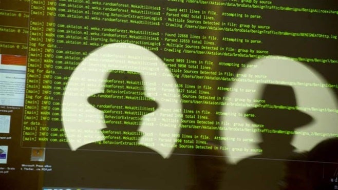 A code is displayed at the Black Hat cybersecurity conference in Las Vegas last year. Michigan has created a volunteer cybers