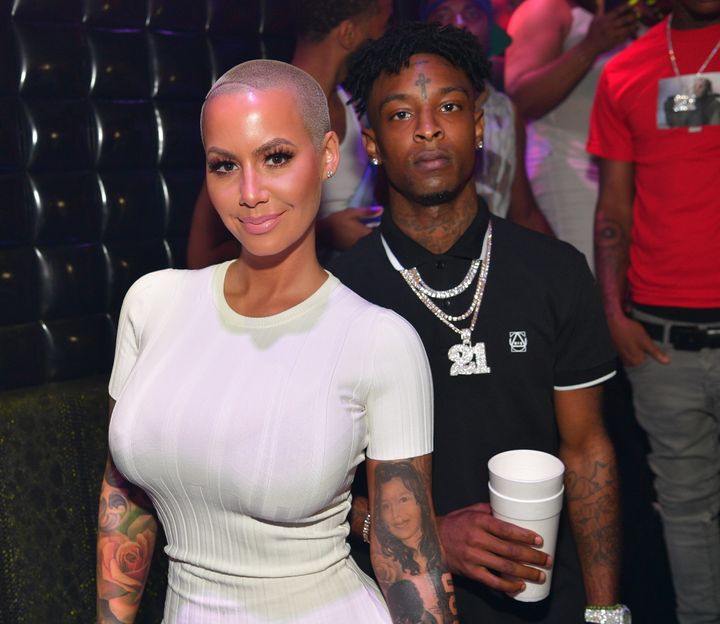 Amber Rose and 21 Savage attend a party hosted by Amber Rose on July 23 in Atlanta, GA. 