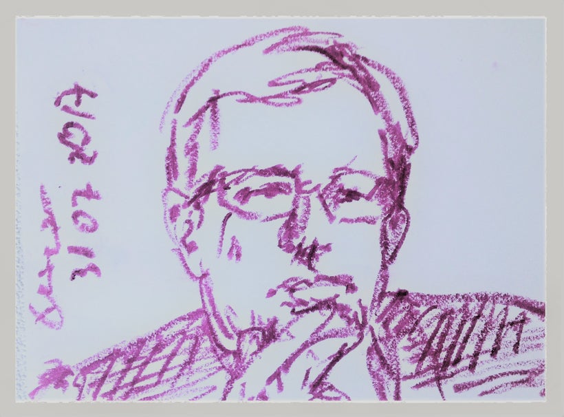 Petr Aven. A portrait made by lipstick.