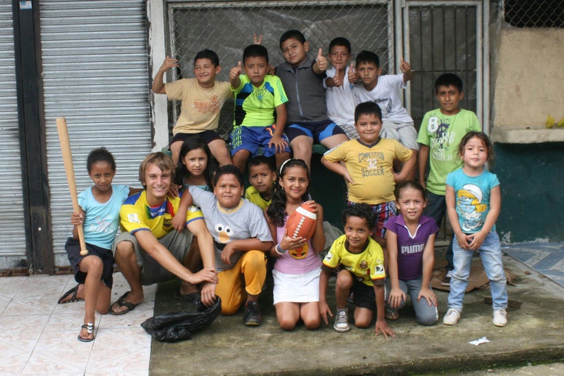 During his last few months in Ecuador, Nathan enjoyed teaching American sports (baseball and football) to children in the loc