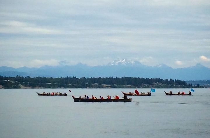 The annual tribal canoe journey. Pacific Northwest tribes gather in Campbell River, BC, this year.