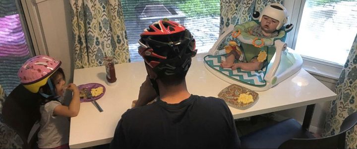 They spent the morning together in their helmets.