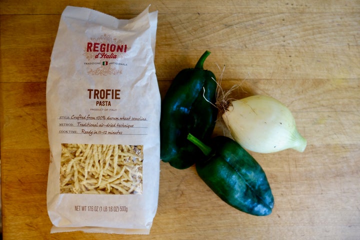 <p>Trofie pasta and its main accompaniments</p>